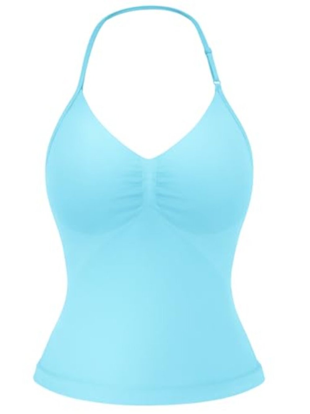 Halter Backless Longline Tank Top with Built-in Bra, Adjustable Straps, Nylon